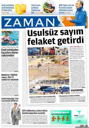 Zaman Gazetesi 7 Eylül 2012 kapağı