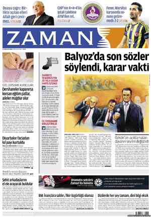Zaman Gazetesi 21 Eylül 2012 kapağı