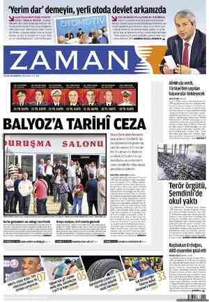 Zaman Gazetesi 22 Eylül 2012 kapağı
