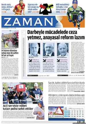 Zaman Gazetesi 24 Eylül 2012 kapağı
