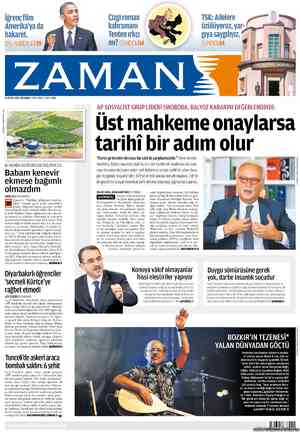 Zaman Gazetesi 26 Eylül 2012 kapağı
