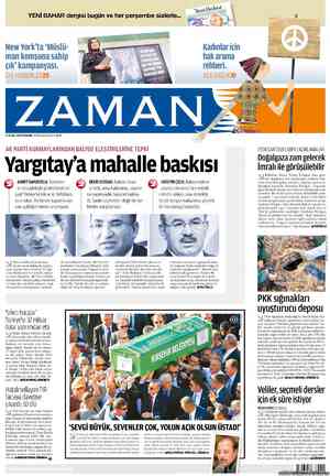 Zaman Gazetesi 27 Eylül 2012 kapağı