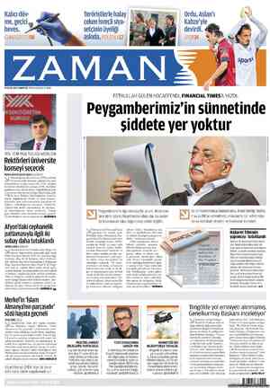 Zaman Gazetesi 29 Eylül 2012 kapağı