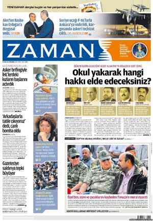 Zaman Gazetesi 11 Ekim 2012 kapağı