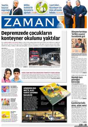 Zaman Gazetesi 12 Ekim 2012 kapağı