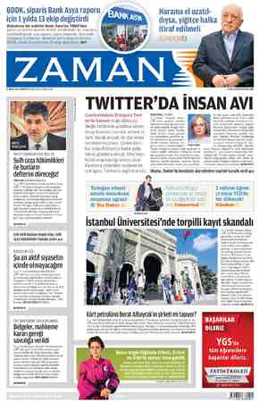 Zaman Gazetesi 14 Mart 2015 kapağı