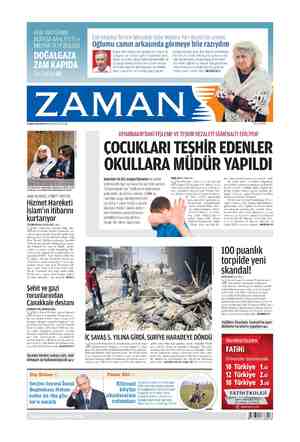 Zaman Gazetesi 16 Mart 2015 kapağı