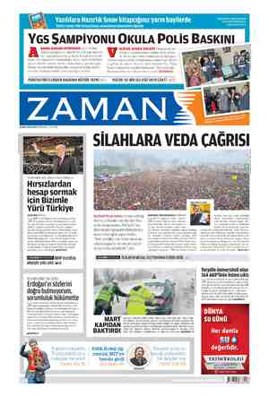 Zaman Gazetesi 22 Mart 2015 kapağı