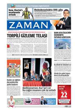 Zaman Gazetesi 23 Mart 2015 kapağı