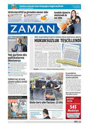 Zaman Gazetesi 30 Mart 2015 kapağı