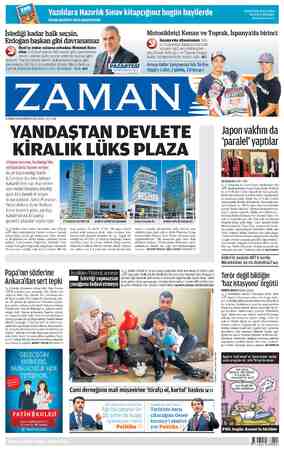 Zaman Gazetesi 13 Nisan 2015 kapağı