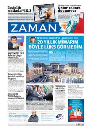 Zaman Gazetesi 16 Nisan 2015 kapağı