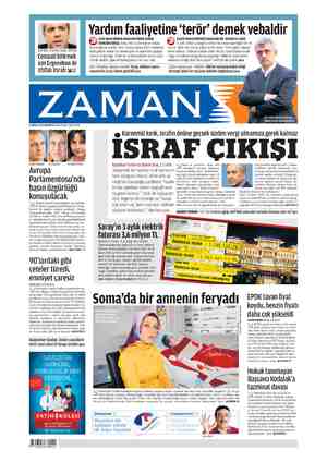 Zaman Gazetesi 18 Nisan 2015 kapağı