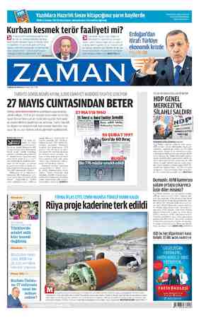 Zaman Gazetesi 19 Nisan 2015 kapağı