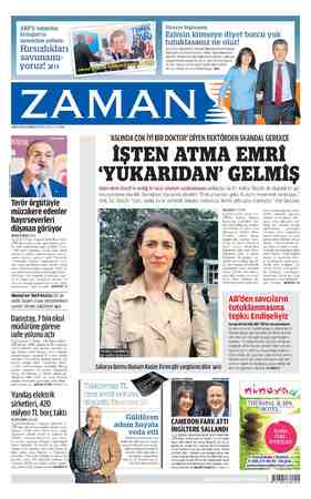 Zaman Gazetesi 9 Mayıs 2015 kapağı