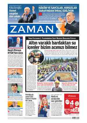 Zaman Gazetesi 14 Mayıs 2015 kapağı