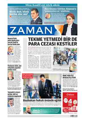 Zaman Gazetesi 15 Mayıs 2015 kapağı