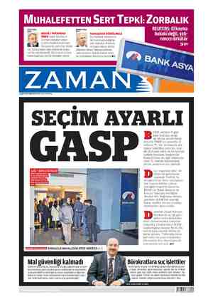 Zaman Gazetesi 30 Mayıs 2015 kapağı