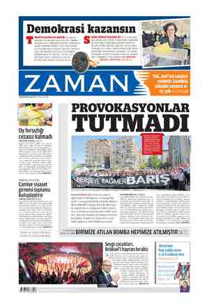 Zaman Gazetesi 7 Haziran 2015 kapağı