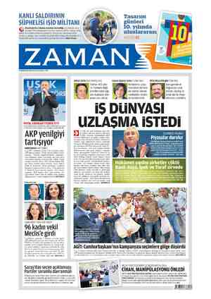 Zaman Gazetesi 9 Haziran 2015 kapağı