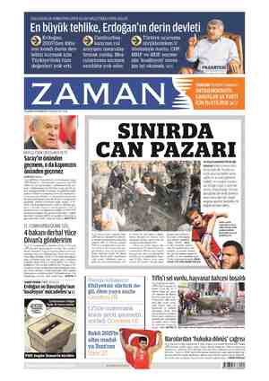 Zaman Gazetesi 15 Haziran 2015 kapağı