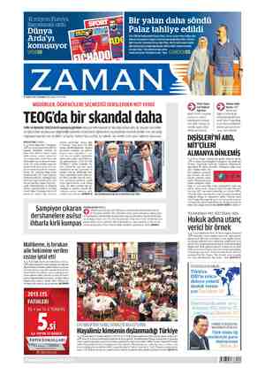 Zaman Gazetesi 8 Temmuz 2015 kapağı