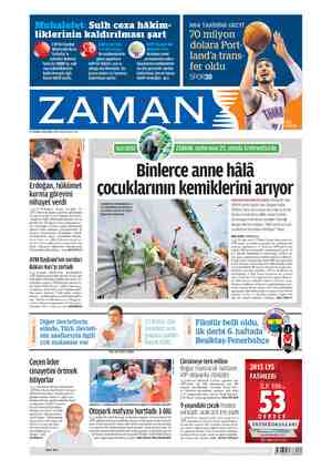 Zaman Gazetesi 10 Temmuz 2015 kapağı