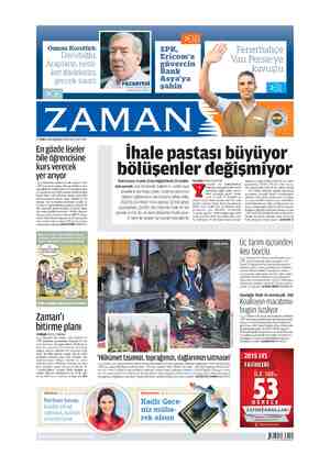 Zaman Gazetesi 13 Temmuz 2015 kapağı