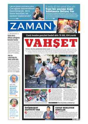 Zaman Gazetesi 21 Temmuz 2015 kapağı