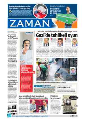Zaman Gazetesi 27 Temmuz 2015 kapağı
