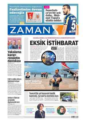 Zaman Gazetesi 12 Ağustos 2015 kapağı