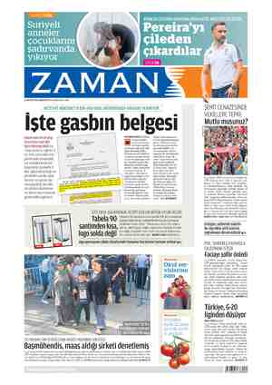 Zaman Gazetesi 22 Ağustos 2015 kapağı