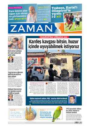 Zaman Gazetesi 23 Ağustos 2015 kapağı
