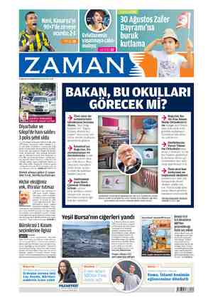 Zaman Gazetesi 31 Ağustos 2015 kapağı