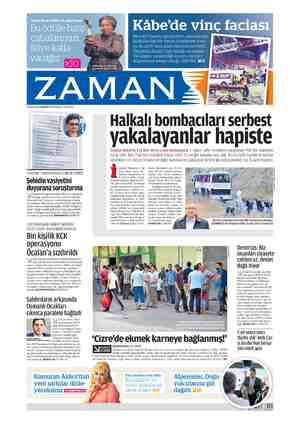 Zaman Gazetesi 12 Eylül 2015 kapağı