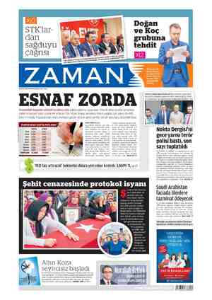 Zaman Gazetesi 15 Eylül 2015 kapağı