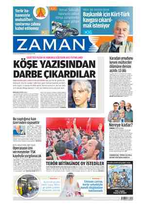 Zaman Gazetesi 21 Eylül 2015 kapağı