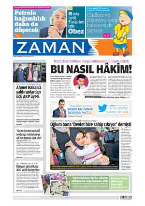 Zaman Gazetesi 3 Ekim 2015 kapağı