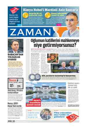 Zaman Gazetesi 8 Ekim 2015 kapağı