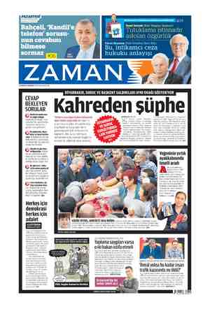 Zaman Gazetesi 12 Ekim 2015 kapağı