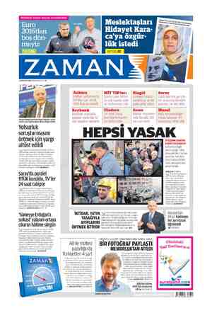 Zaman Gazetesi 16 Ekim 2015 kapağı
