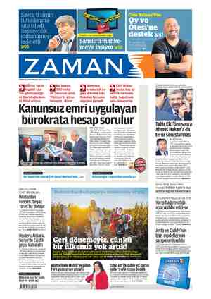 Zaman Gazetesi 20 Ekim 2015 kapağı