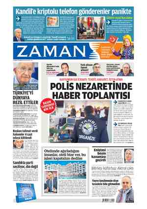 Zaman Gazetesi 30 Ekim 2015 kapağı