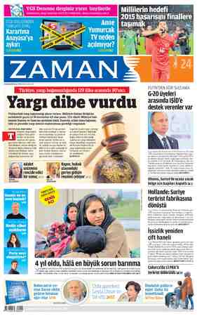 Zaman Gazetesi 17 Kasım 2015 kapağı