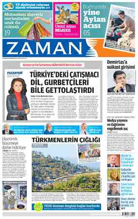 Zaman Gazetesi 23 Kasım 2015 kapağı
