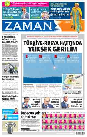 Zaman Gazetesi 25 Kasım 2015 kapağı