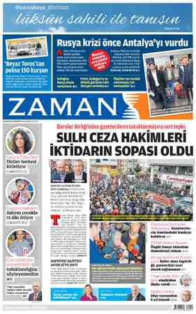 Zaman Gazetesi 28 Kasım 2015 kapağı