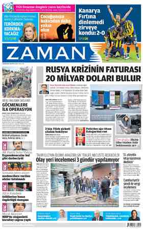 Zaman Gazetesi 1 Aralık 2015 kapağı