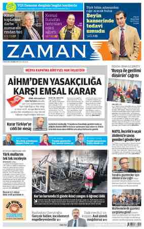 Zaman Gazetesi 2 Aralık 2015 kapağı