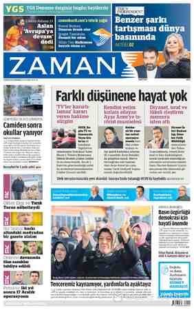 Zaman Gazetesi 9 Aralık 2015 kapağı